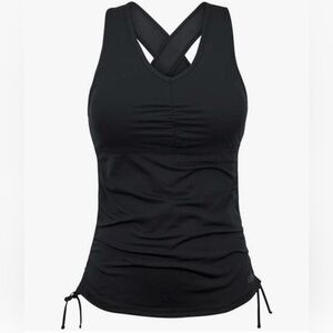 New with tags, UV Skinz, black tankini swim top, UPF 50+, women’s small